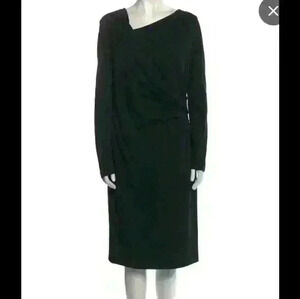 ImanimO black gathered waist dress size medium in excellent condition with strea